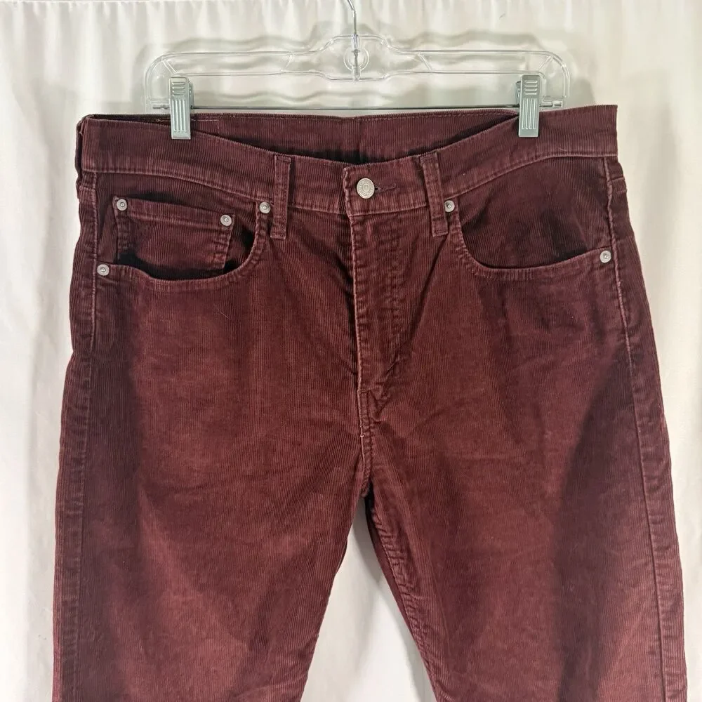 Levis 502 Corduroy Pants Men's 34x34 Red 5 Pocket Cotton Blend Button Zip